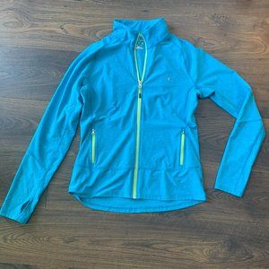 Women's Champion workout blue and neon yellow zip up sports jacket size M